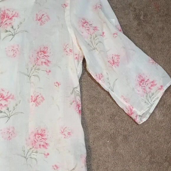 Lauren Ralph Lauren/Button Down Blouse/Womens M/Pink Floral/Classic Prep Feminin - Picture 7 of 8